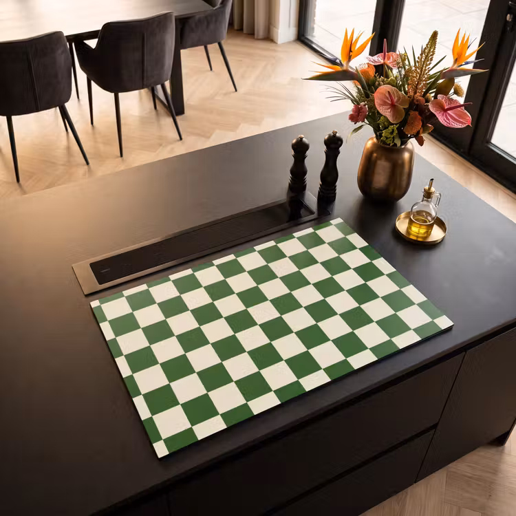Inductie beschermer - Schaakbord - Patroon - Groen — 5
