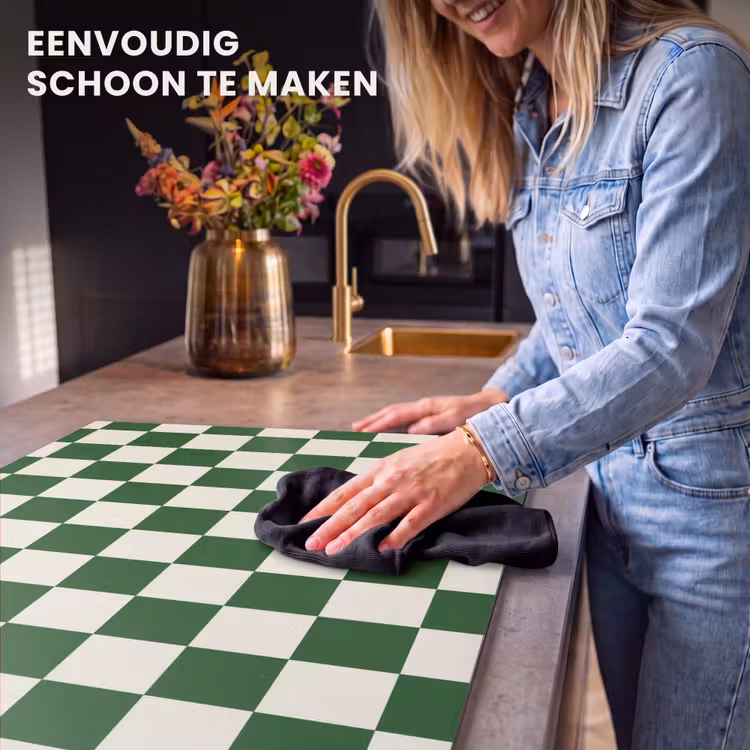 Inductie beschermer - Schaakbord - Patroon - Groen — 6