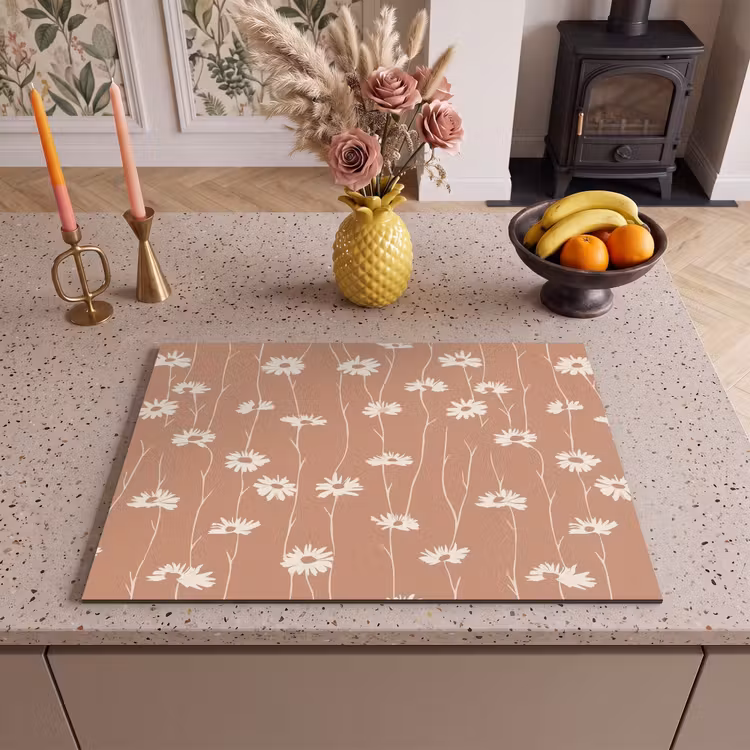 Inductie beschermer - Madeliefjes - Subtiel - Terracotta — 2