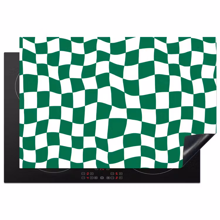 Inductie beschermer - Schaakbord - Golvend - Groen — 1