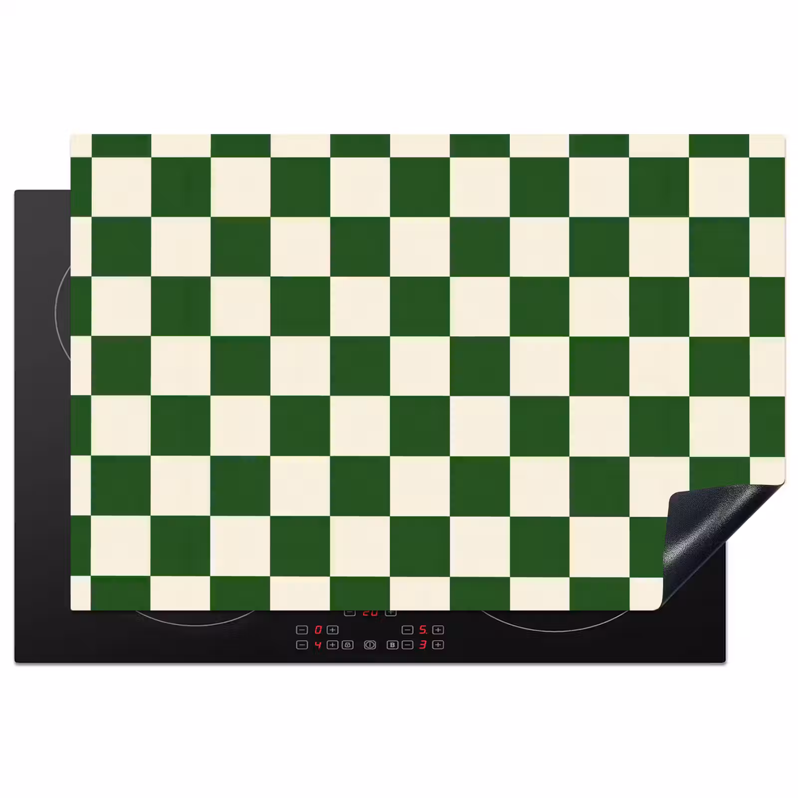 Inductie beschermer - Schaakbord - Patroon - Groen — 1