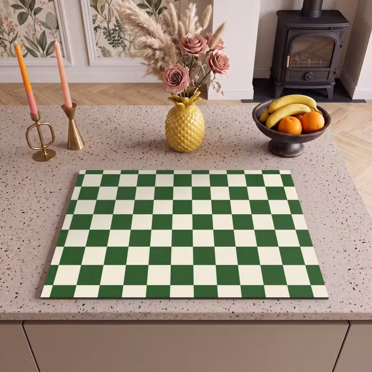 Inductie beschermer - Schaakbord - Patroon - Groen — 2
