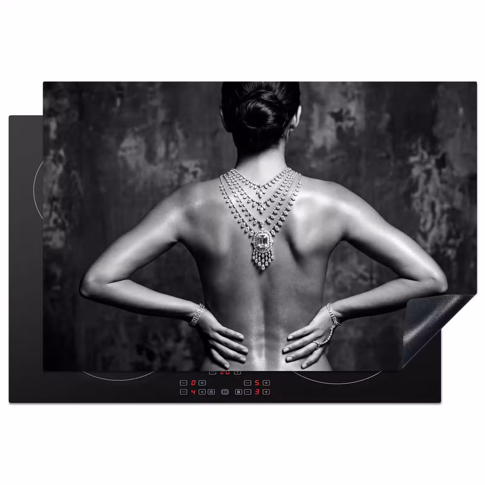 Inductie beschermer - Rug - Ketting - Portret - Zwart - Wit - Glamour — 1