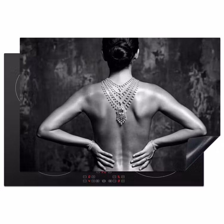 Inductie beschermer - Rug - Ketting - Portret - Zwart - Wit - Glamour — 1