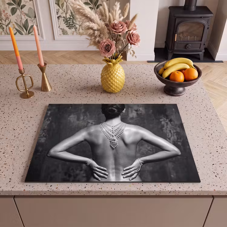 Inductie beschermer - Rug - Ketting - Portret - Zwart - Wit - Glamour — 2