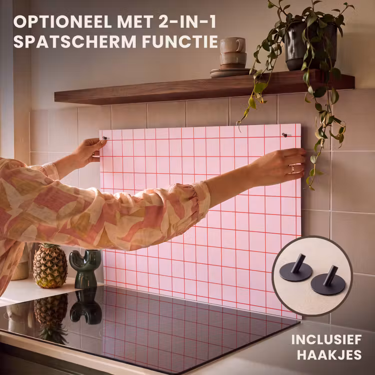 Inductie beschermer - Raster - Patroon - Roze — 10
