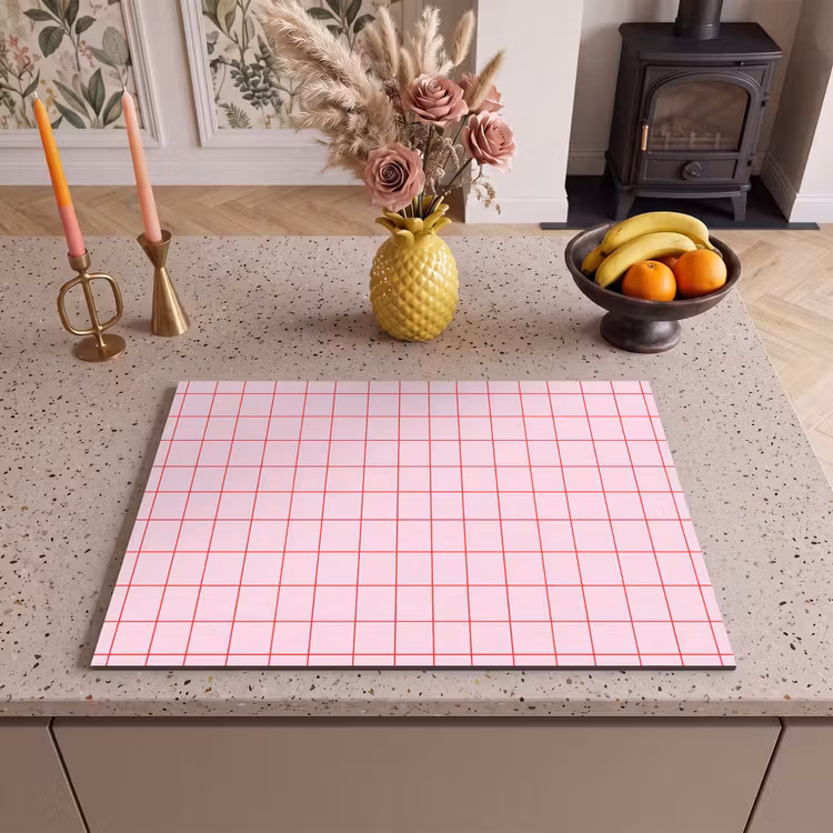 Inductie beschermer - Raster - Patroon - Roze — 2