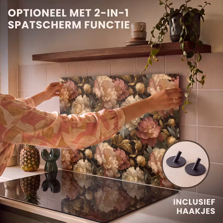 Inductie beschermer - Bloemen - Barok - Patroon - Roze - Crème — 10