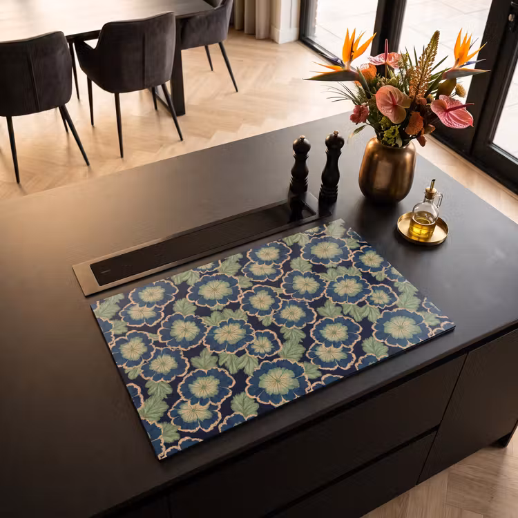 Inductie beschermer - Bloemen - Borduurwerk - Patroon - Blauw - Groen — 5