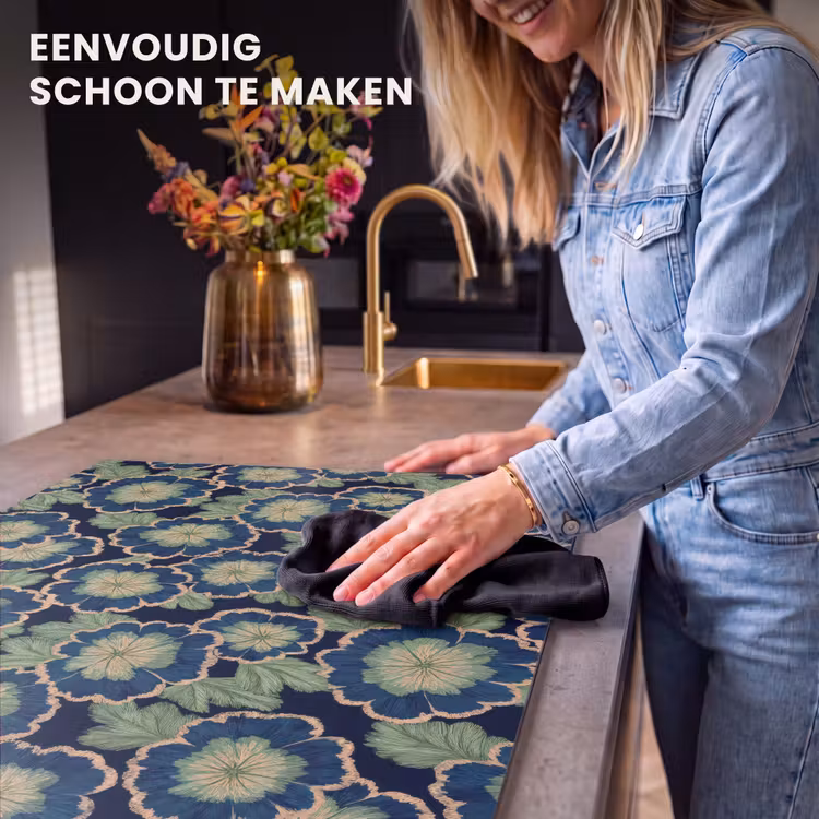 Inductie beschermer - Bloemen - Borduurwerk - Patroon - Blauw - Groen — 6