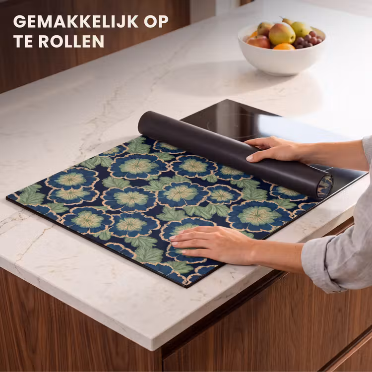 Inductie beschermer - Bloemen - Borduurwerk - Patroon - Blauw - Groen — 7