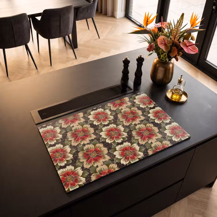 Inductie beschermer - Bloemen - Klassiek - Patroon - Rood — 5