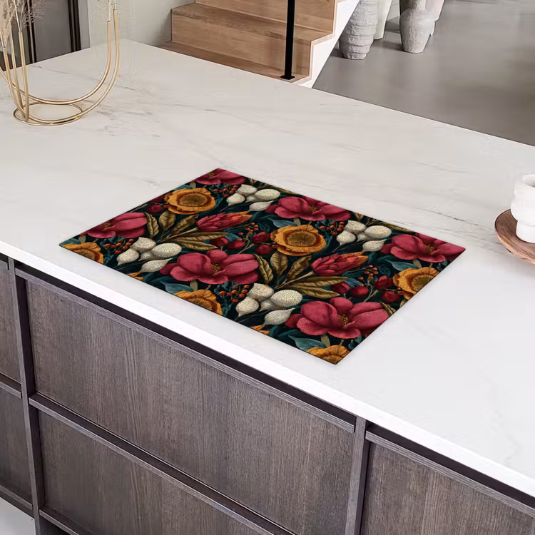 Inductie beschermer - Bloemen - Patroon - Rood - Goud — 8