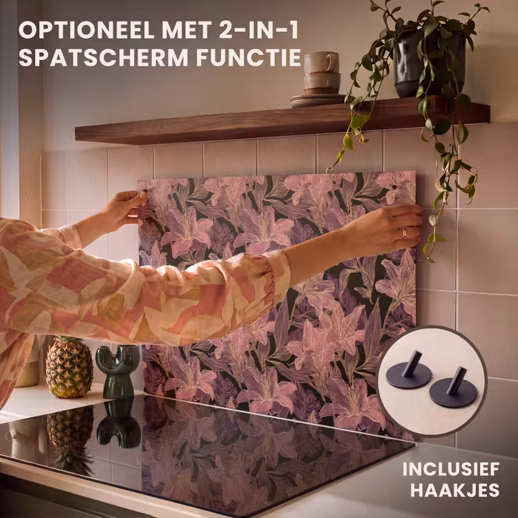 Inductie beschermer - Lelies - Patroon - Paars - Goud — 10