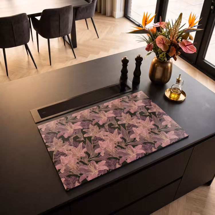 Inductie beschermer - Lelies - Patroon - Paars - Goud — 5
