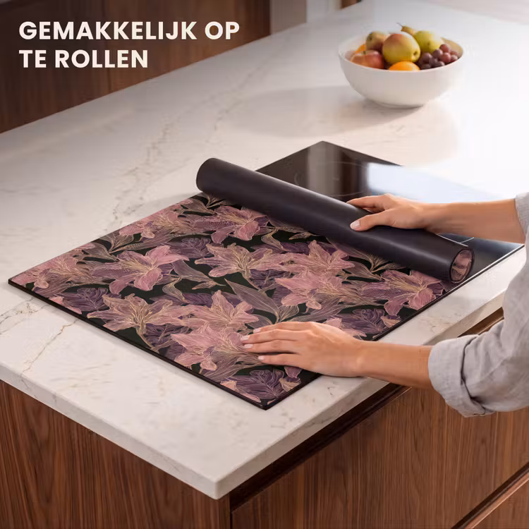 Inductie beschermer - Lelies - Patroon - Paars - Goud — 7