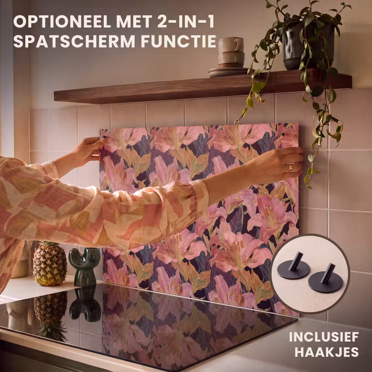 Inductie beschermer - Lelies - Patroon - Roze - Goud — 10