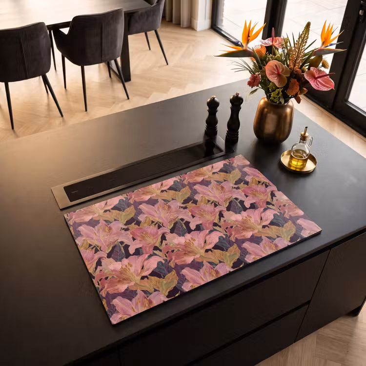 Inductie beschermer - Lelies - Patroon - Roze - Goud — 5