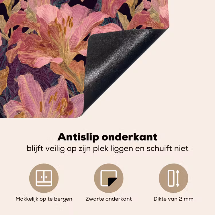 Inductie beschermer - Lelies - Patroon - Roze - Goud — 9