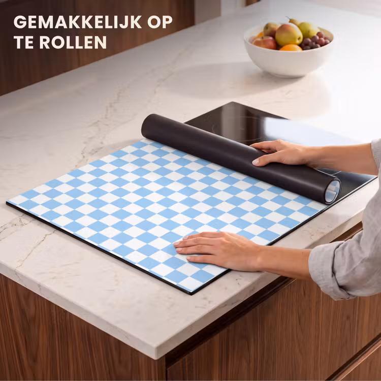 Inductie beschermer - Schaakbord - Klassiek - Blauw — 7