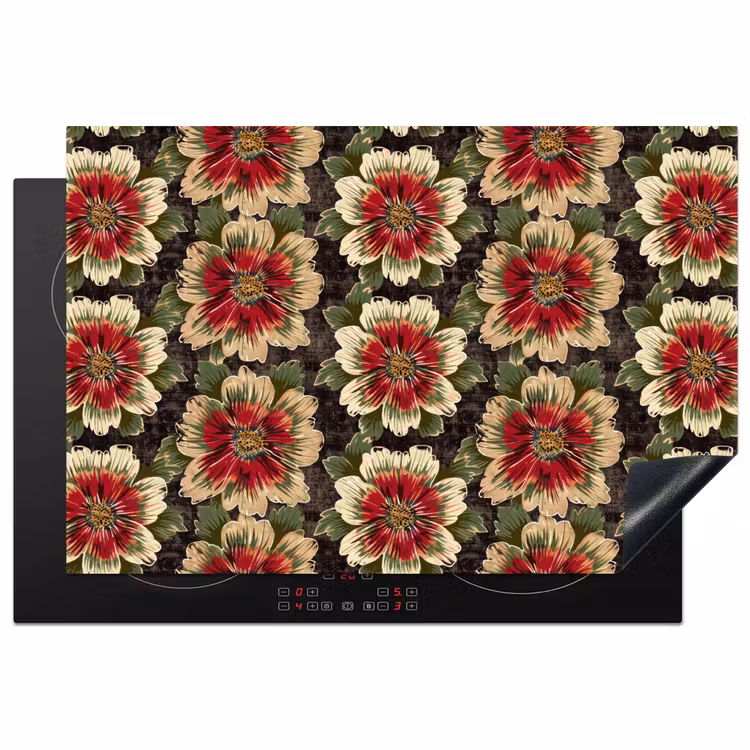 Inductie beschermer - Bloemen - Klassiek - Patroon - Rood — 1