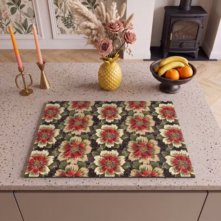 Inductie beschermer - Bloemen - Klassiek - Patroon - Rood — 2