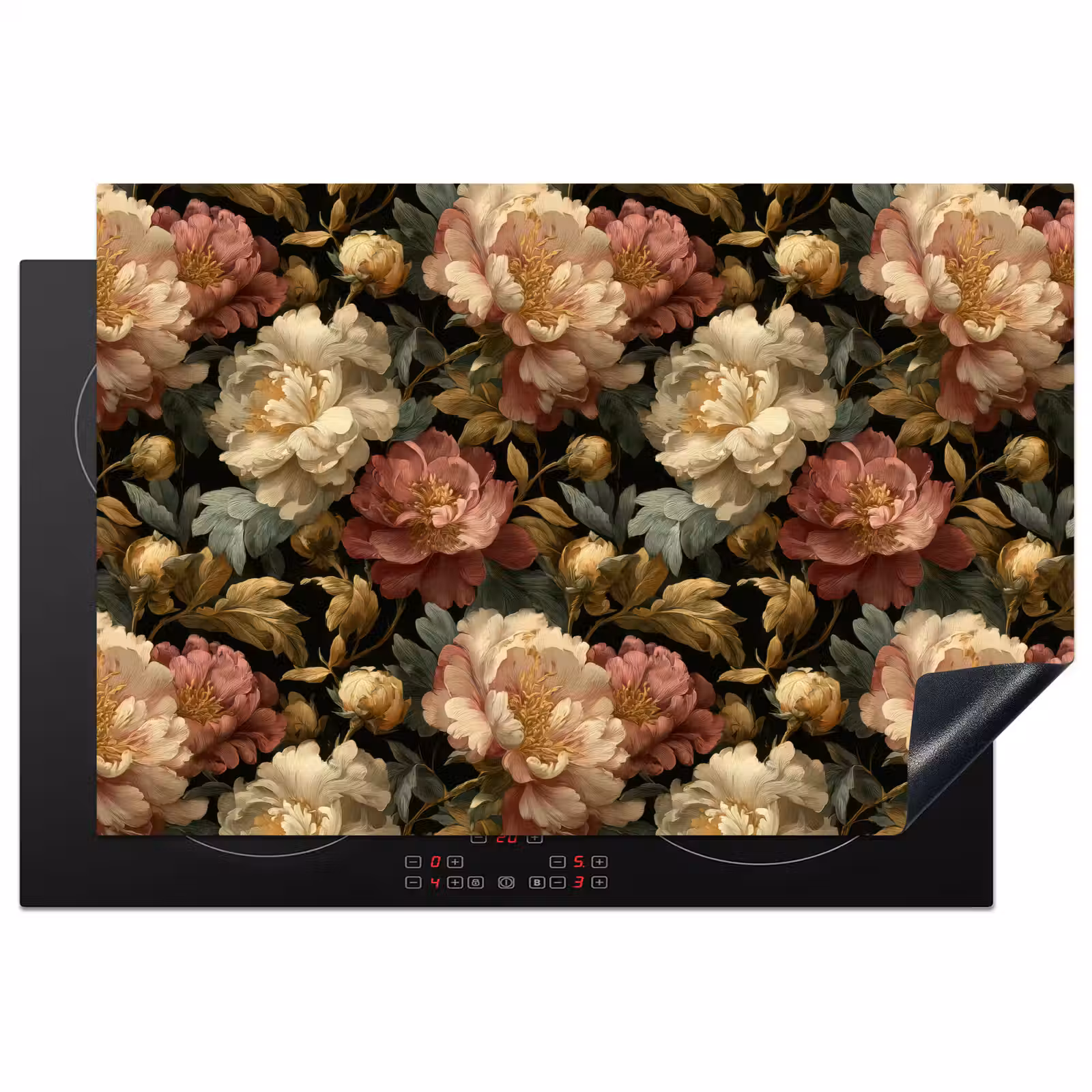 Inductie beschermer - Bloemen - Barok - Patroon - Roze - Crème — 1