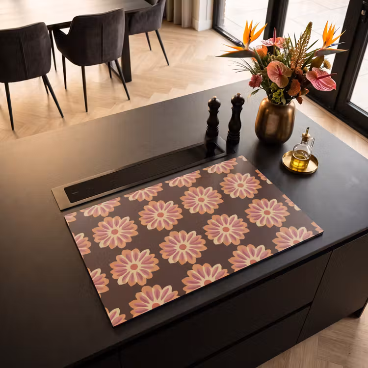 Inductie beschermer - Bloemen - Patroon - Bruin — 5