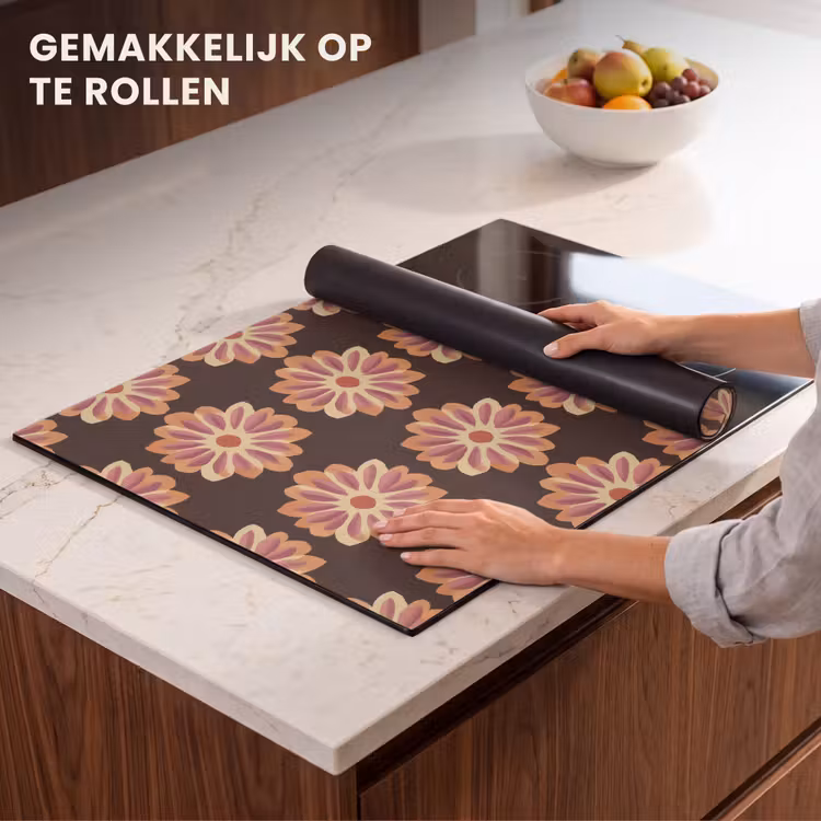 Inductie beschermer - Bloemen - Patroon - Bruin — 7