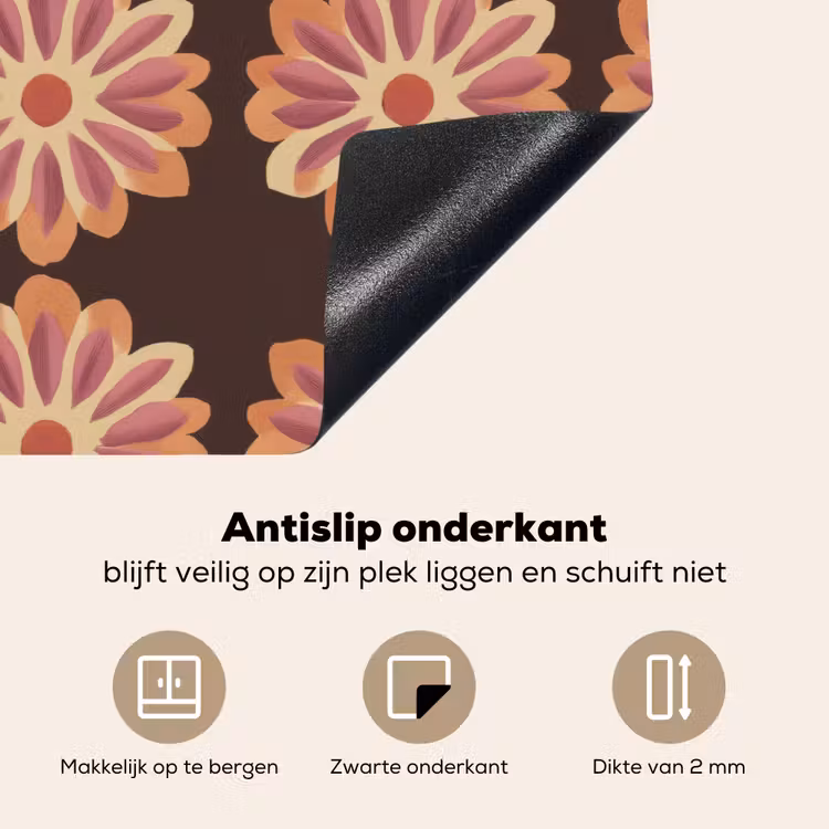 Inductie beschermer - Bloemen - Patroon - Bruin — 9