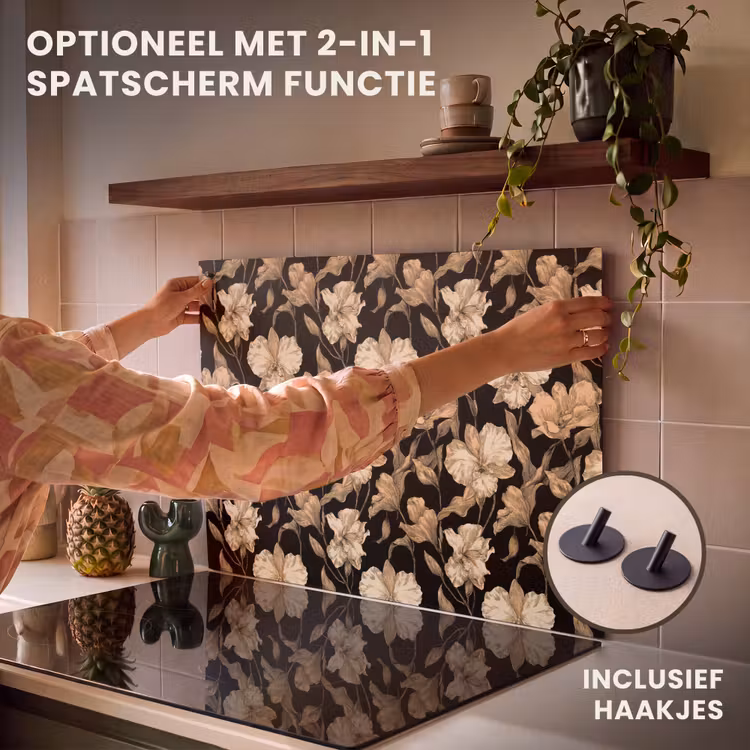 Inductie beschermer - Orchideeën - Lijntekening - Patroon - Beige - Zwart — 10