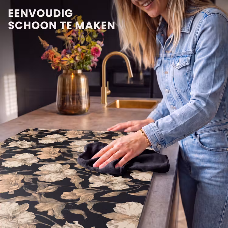 Inductie beschermer - Orchideeën - Lijntekening - Patroon - Beige - Zwart — 6