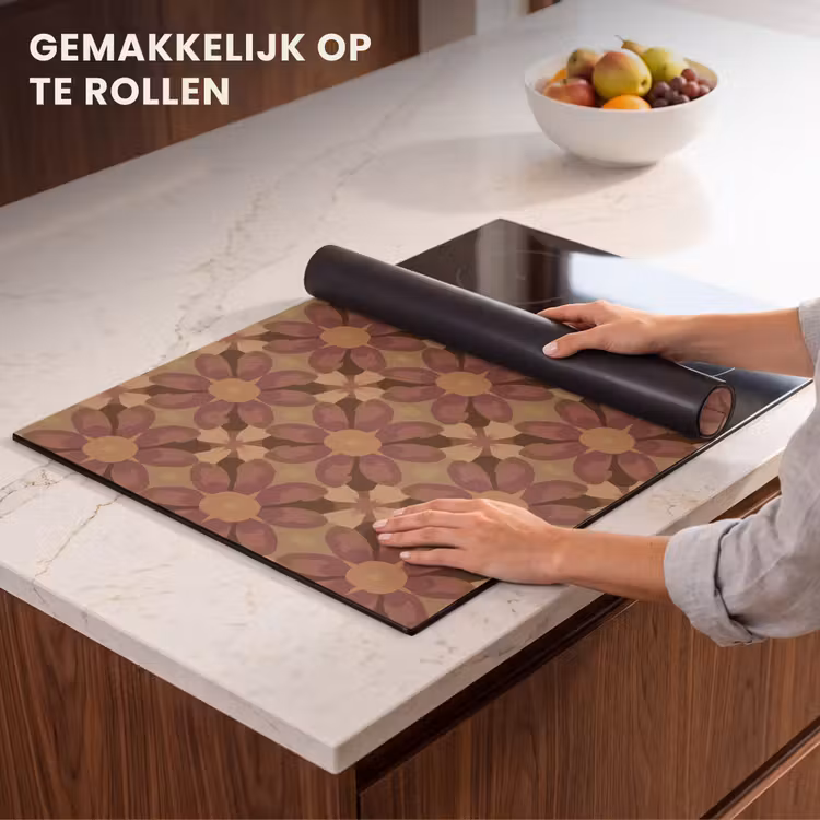Inductie beschermer - Retro - Bloemen - Bruin — 7