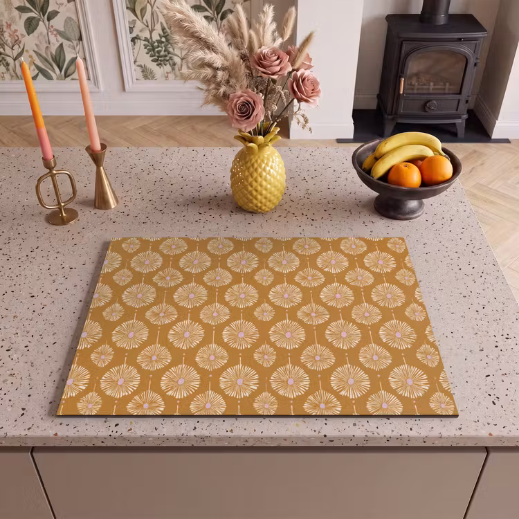 Inductie beschermer - Bloemen - Modern - Oker — 2