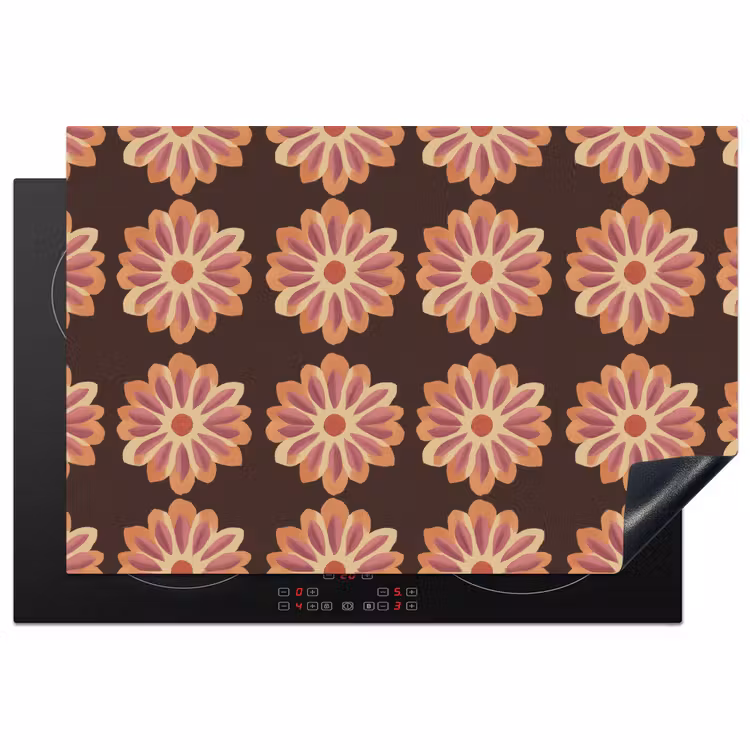 Inductie beschermer - Bloemen - Patroon - Bruin — 1