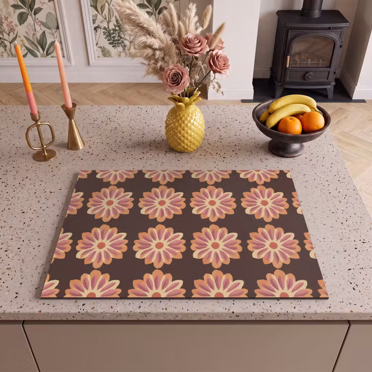 Inductie beschermer - Bloemen - Patroon - Bruin — 2