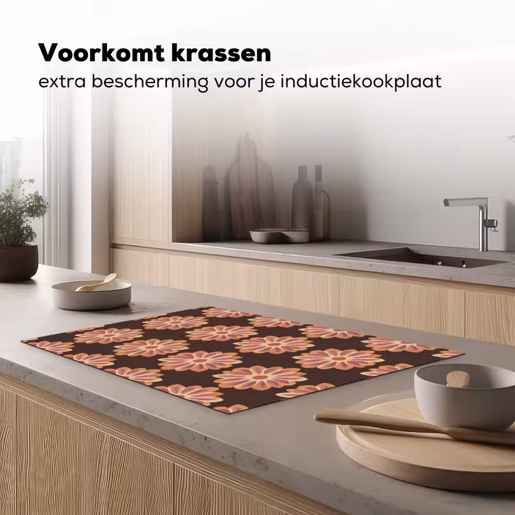 Inductie beschermer - Bloemen - Patroon - Bruin — 3