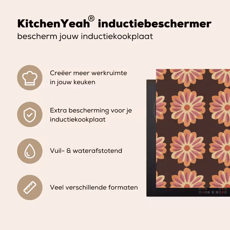 Inductie beschermer - Bloemen - Patroon - Bruin — 4