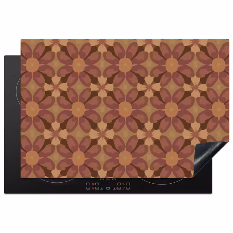 Inductie beschermer - Retro - Bloemen - Bruin — 1