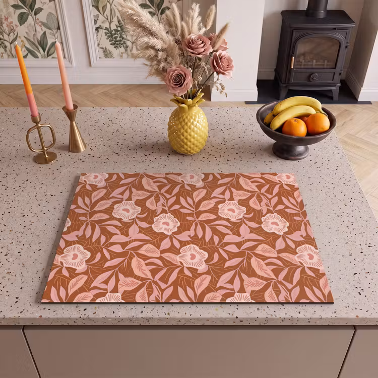 Inductie beschermer - Patroon - Bladeren - Terracotta — 2
