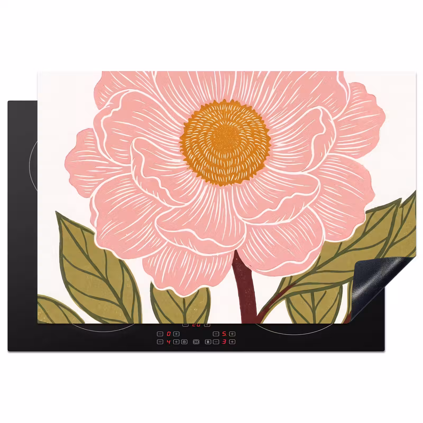 Inductie beschermer - Bloemen - Roze - Illustratie — 1