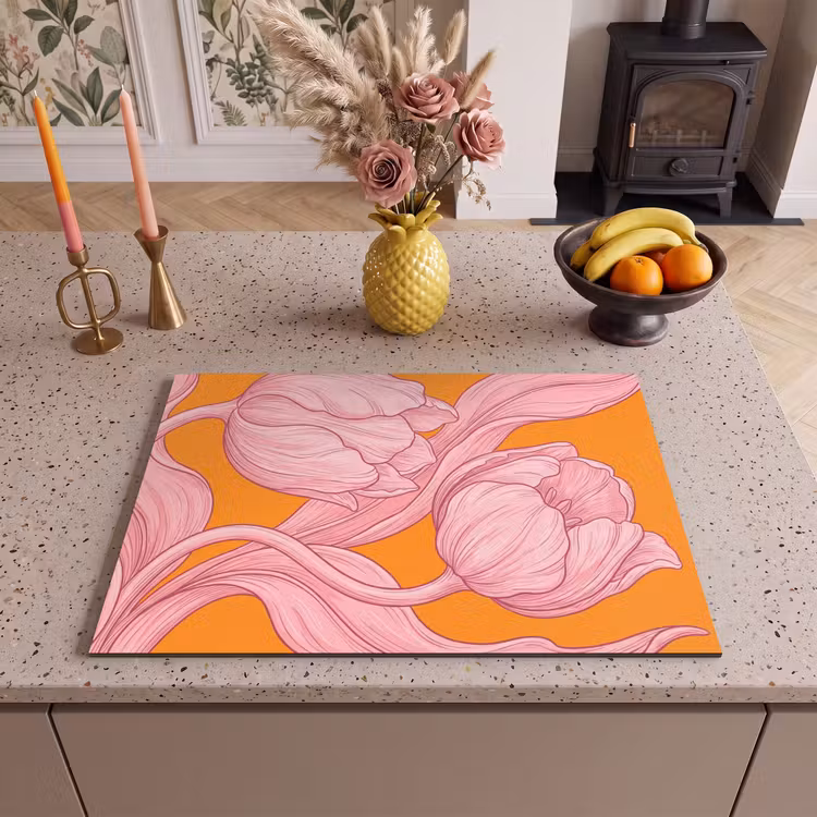 Inductie beschermer - Roze bloemen - Modern — 2