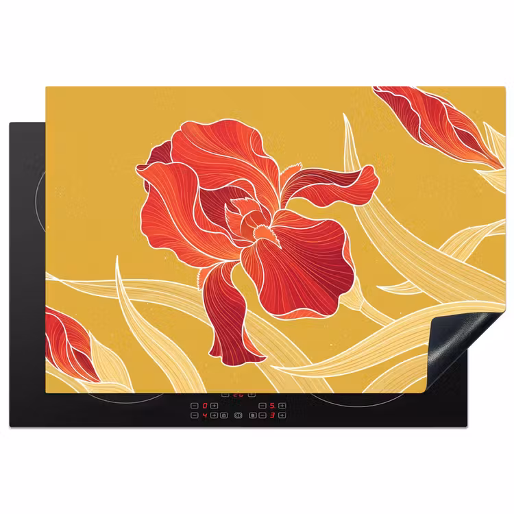Inductie beschermer - Bloemen - Illustratie - Rood — 1