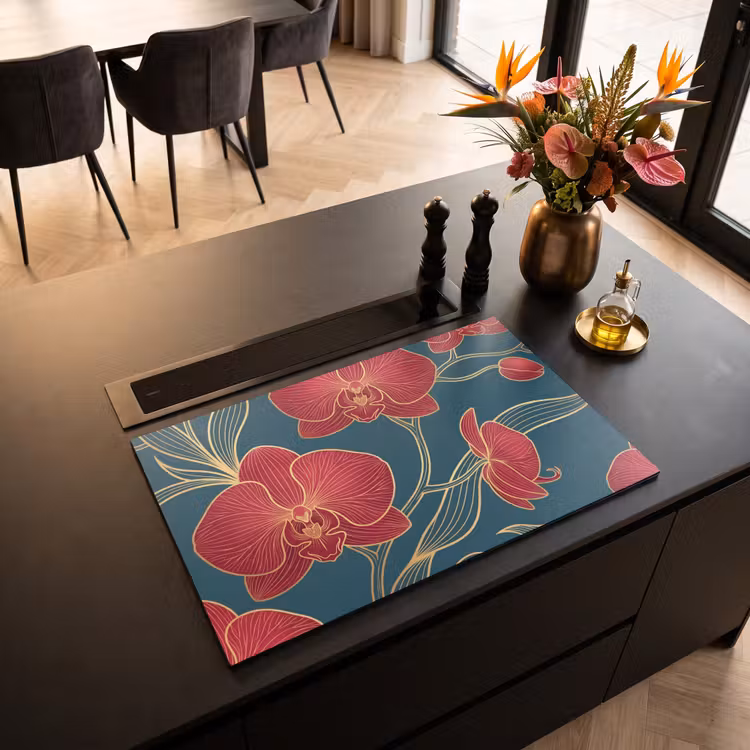 Inductie beschermer - Bloemen - Rood - Goud — 5