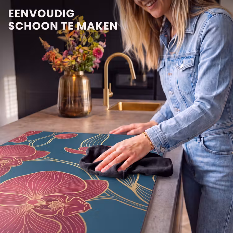 Inductie beschermer - Bloemen - Rood - Goud — 6