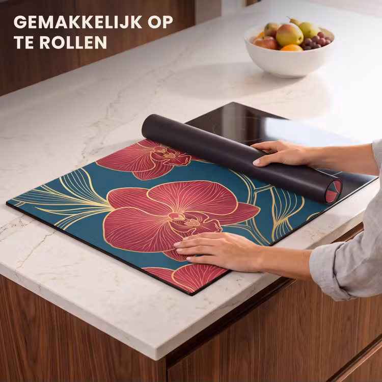 Inductie beschermer - Bloemen - Rood - Goud — 7