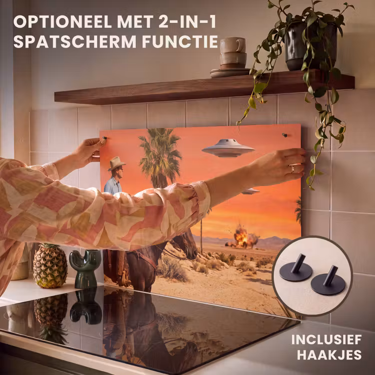 Inductie beschermer - Cowboy - Paard - Woestijn — 10