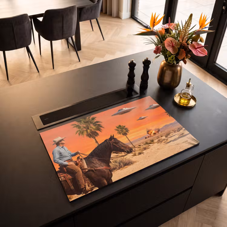 Inductie beschermer - Cowboy - Paard - Woestijn — 5