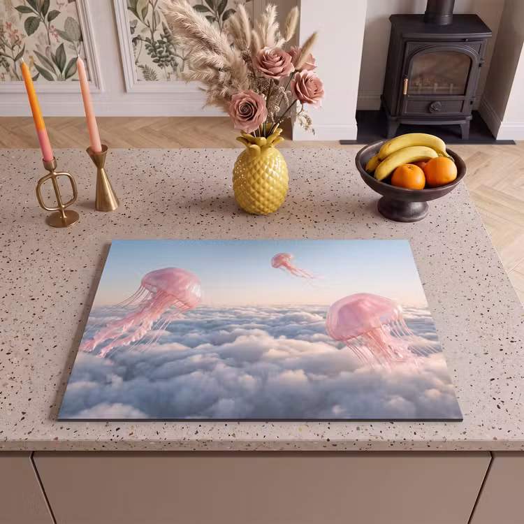 Inductie beschermer - Roze dier - Wolken — 2