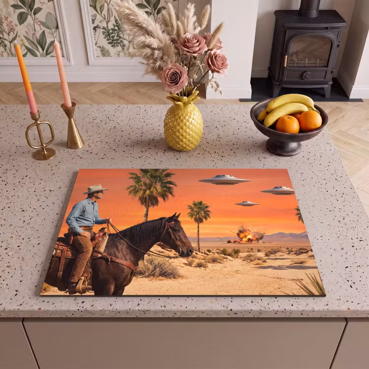 Inductie beschermer - Cowboy - Paard - Woestijn — 2